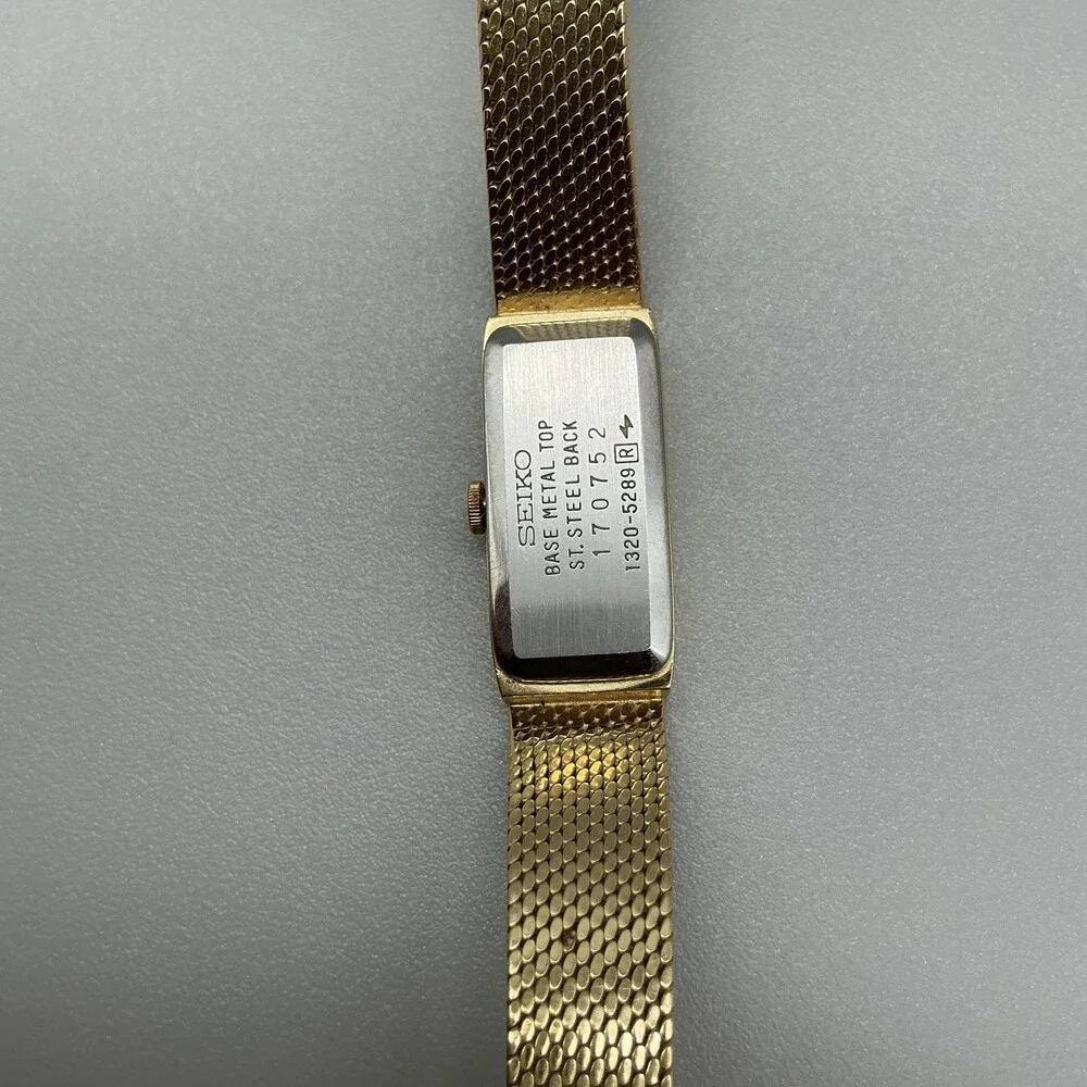 Seiko Womens Watch 12mm Gold Dial Gold Tone Mesh 1320-5289 New Battery 5.5